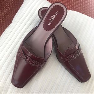 Liz Clairborne Vickie Cherry Red Heeled Mule 6.5 M